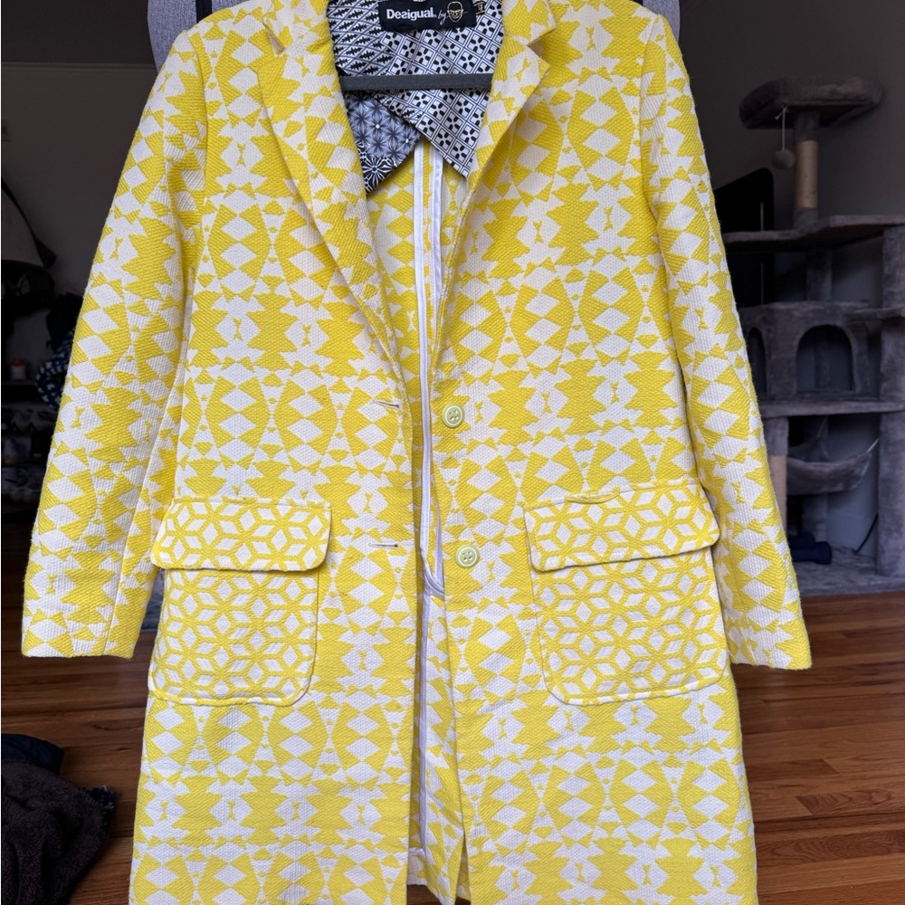 Women's Yellow Patterned Coat